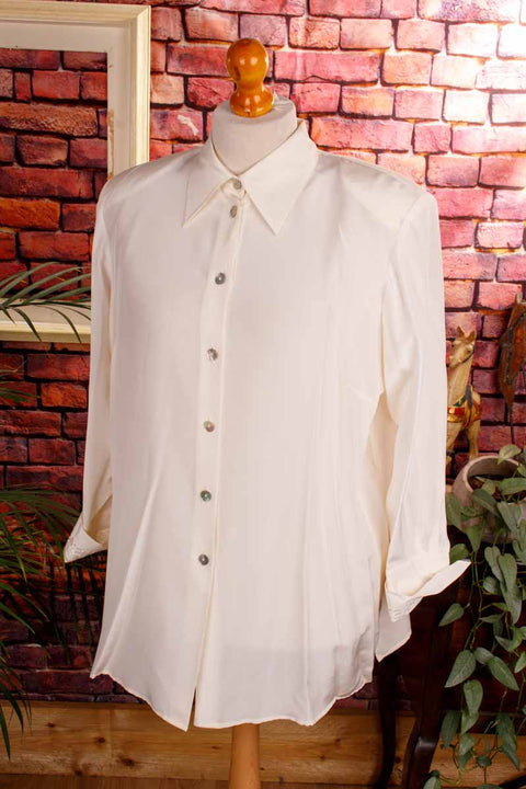 Luxus Seidenbluse creme weiß