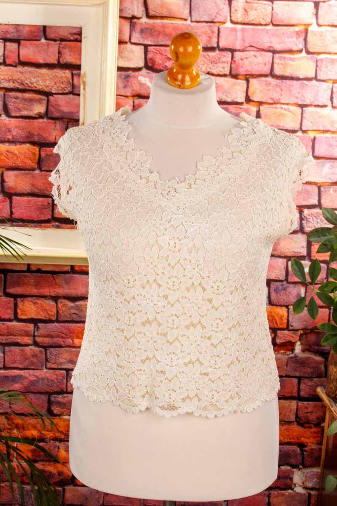 60s Spitzentop creme