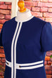 60s  Etuikleid blau weiß