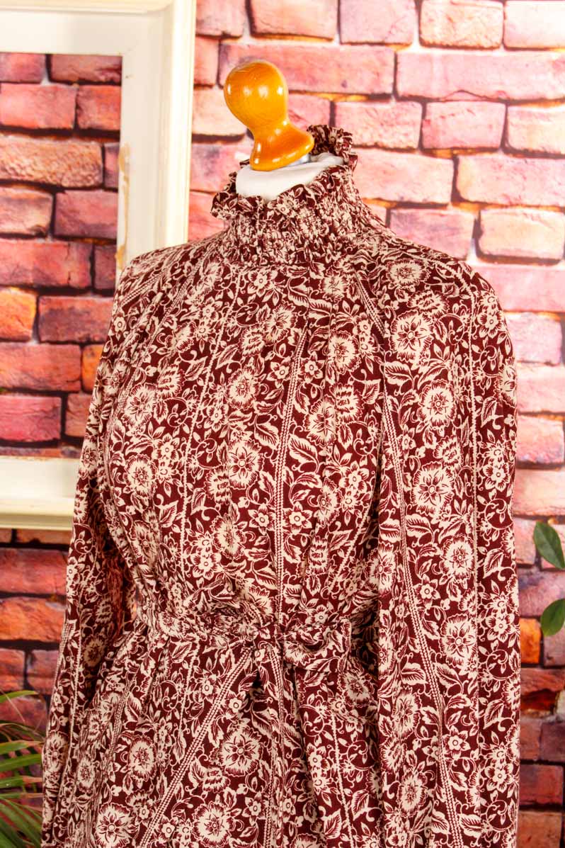 70s Boho Top weinrot Wolle