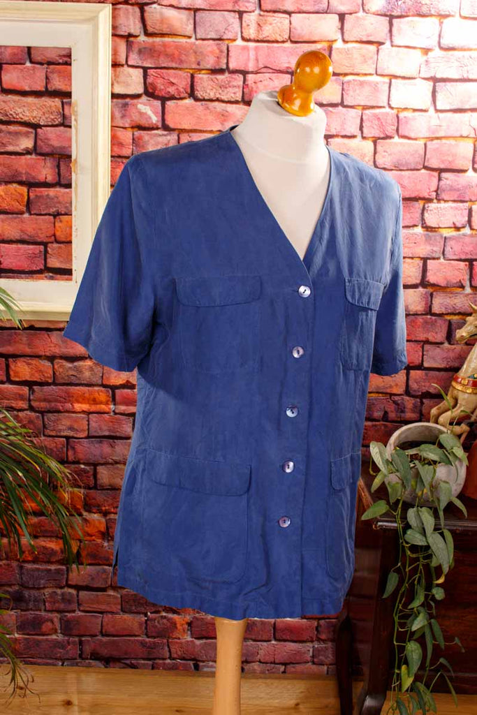 Seide Sommerblazer Bluse blau