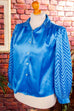 70s Disco Satinbluse blau