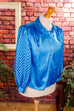 70s Disco Satinbluse blau