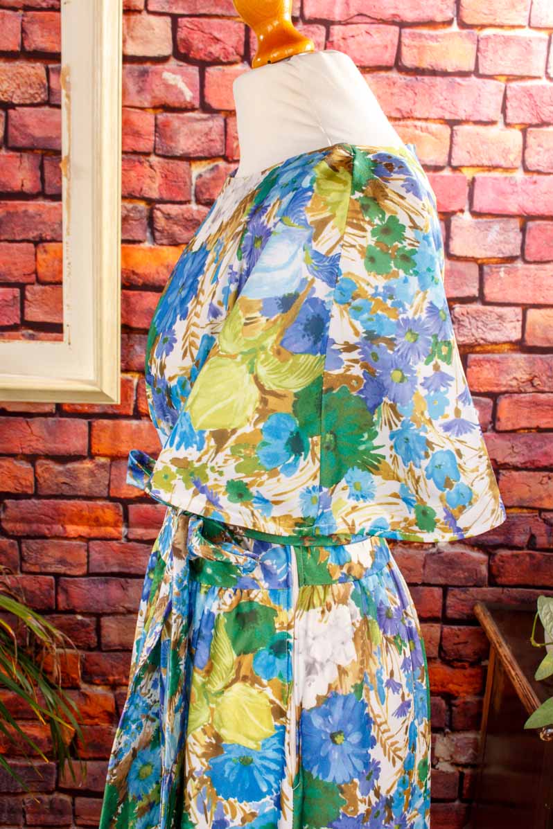 70s Maxikleid bunt Blumen