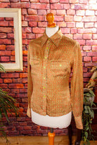 90s Seidenbluse 70er Stil