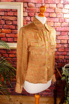 90s Seidenbluse 70er Stil