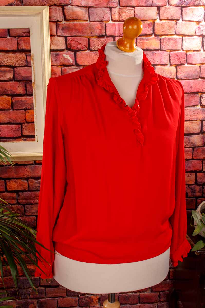 Vintage Chiffonbluse Stehkragen