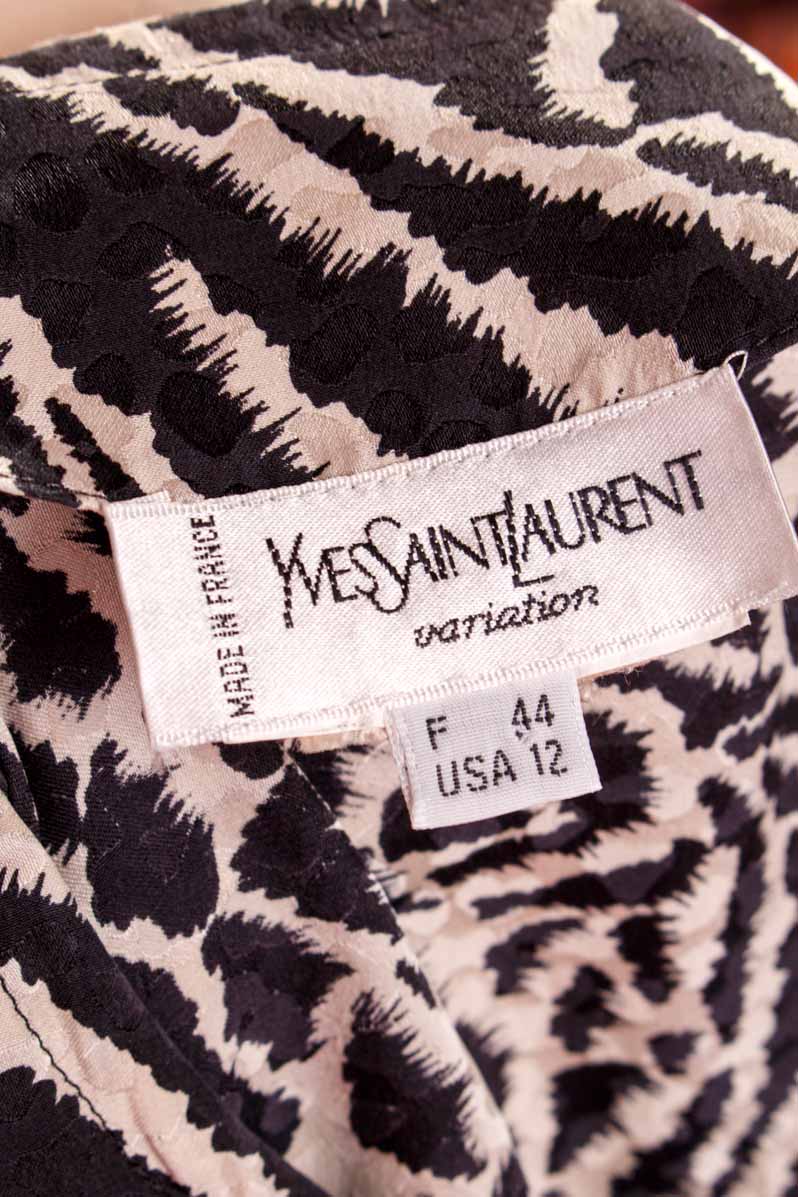 YSL Seidenjacquard Bluse Tiermuster