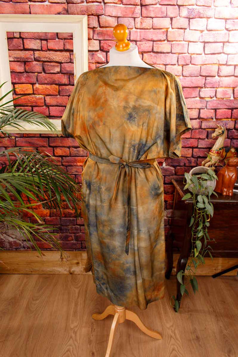 Seiden Shiftkleid Batikmuster