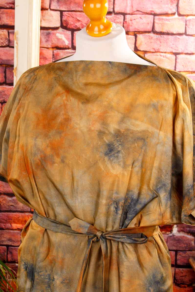 Seiden Shiftkleid Batikmuster