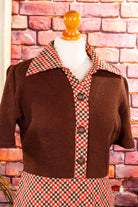 70s Disco Kleid braun kariert