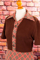 70s Disco Kleid braun kariert