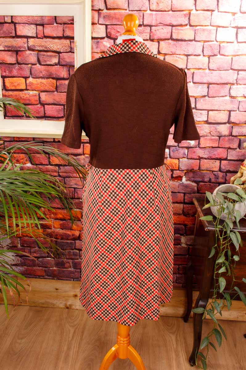 70s Disco Kleid braun kariert