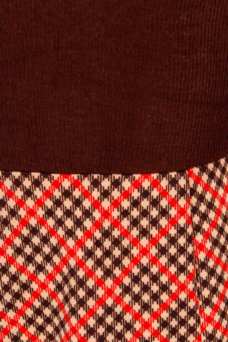 70s Disco Kleid braun kariert