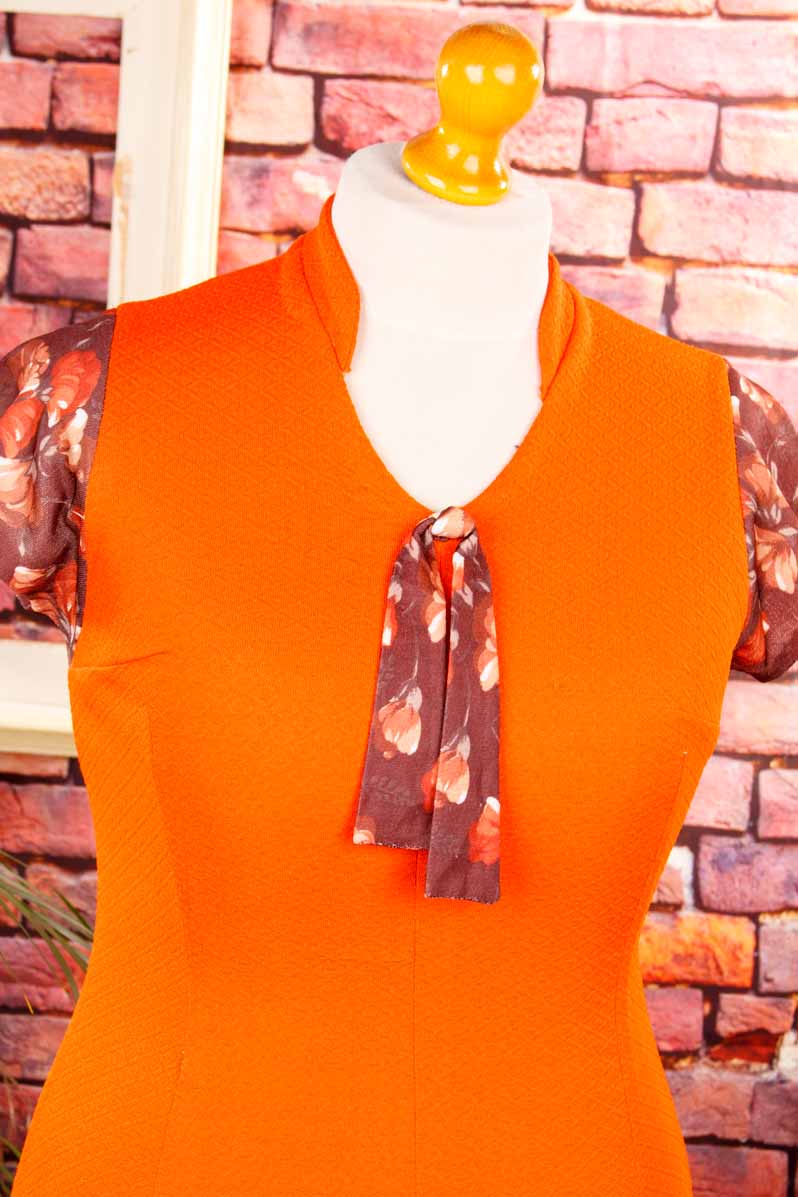 70s Schlagerkleid orange