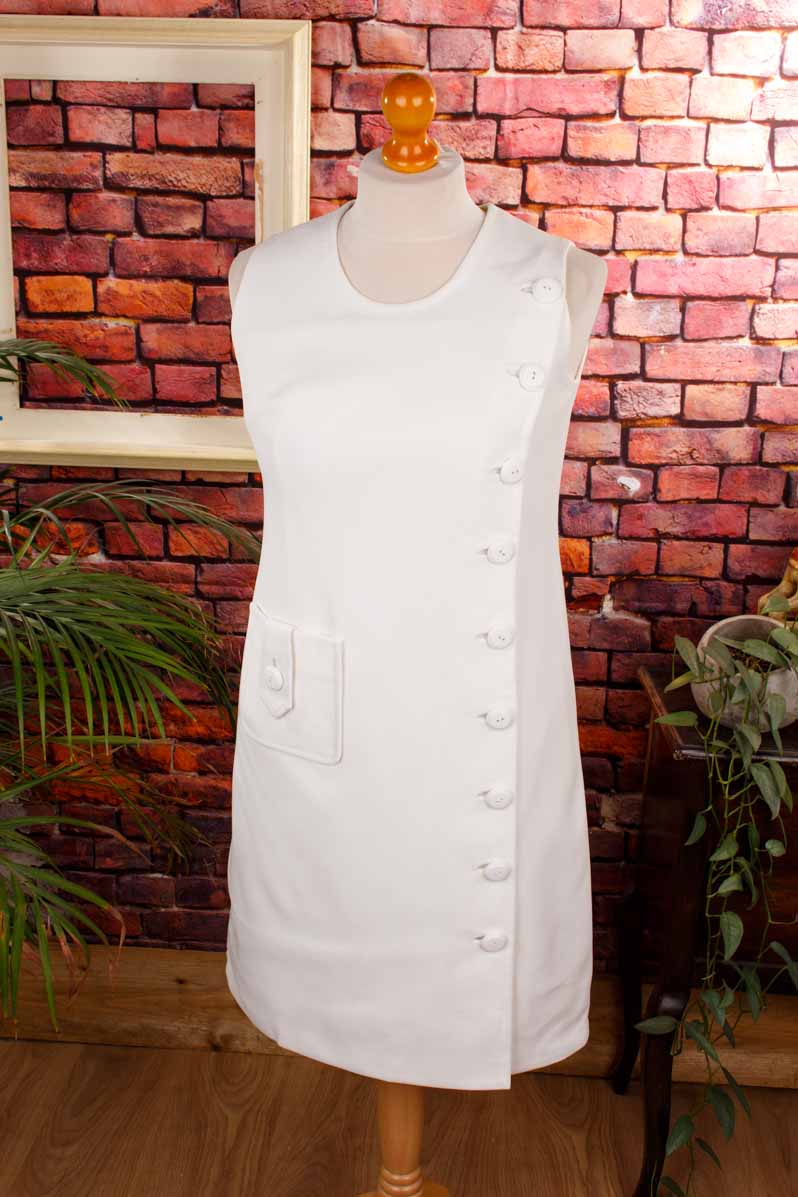 60s Kleid weiß asymmetrisch