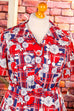 70s Flower Power Kleid rot blau