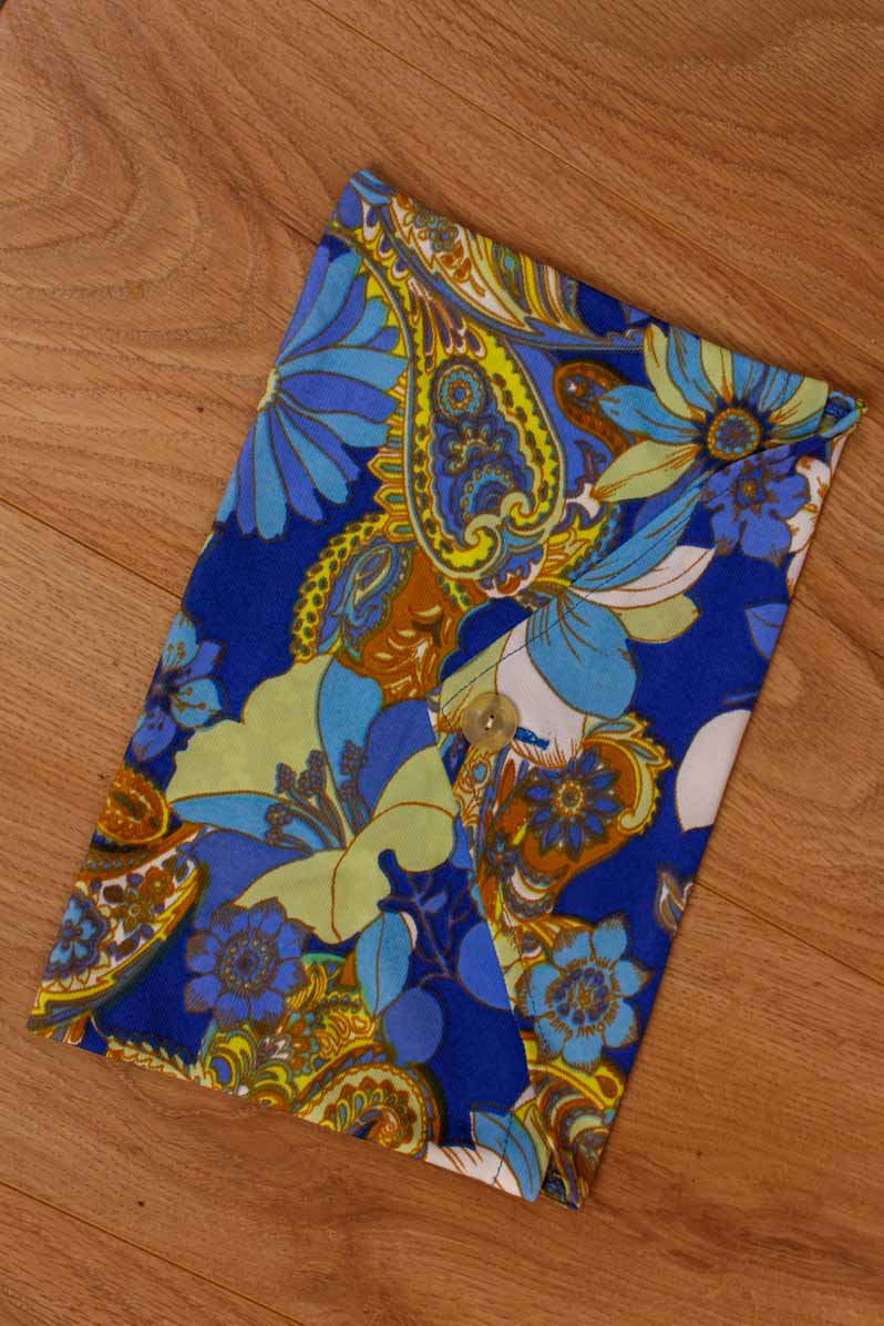 60s Loungekleid blau Muster