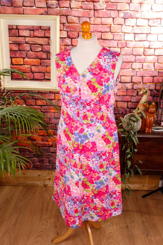 70er Sommerkleid pink Muster