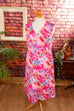 70er Sommerkleid pink Muster