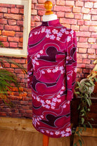 60s Stretchkleid lila Stehkragen