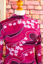 60s Stretchkleid lila Stehkragen