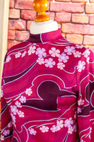 60s Stretchkleid lila Stehkragen