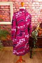 60s Stretchkleid lila Stehkragen