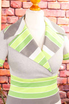 70s Kleid grün Streifen