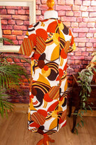 60s Disco Kleid braun Muster