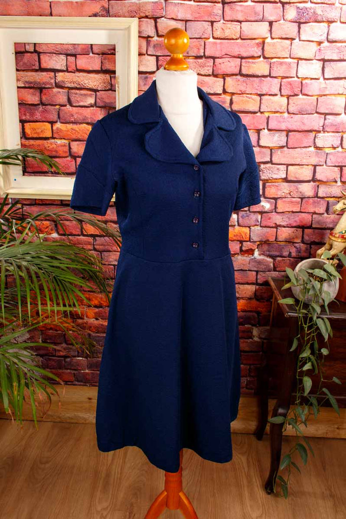 70s Schlager DDR Kleid blau