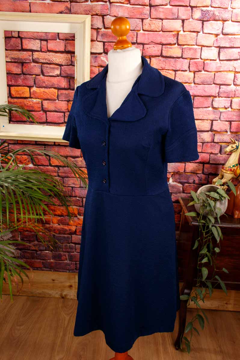 70s Schlager DDR Kleid blau