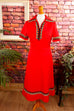 70s Schlagerkleid rot Megakragen