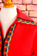 70s Schlagerkleid rot Megakragen