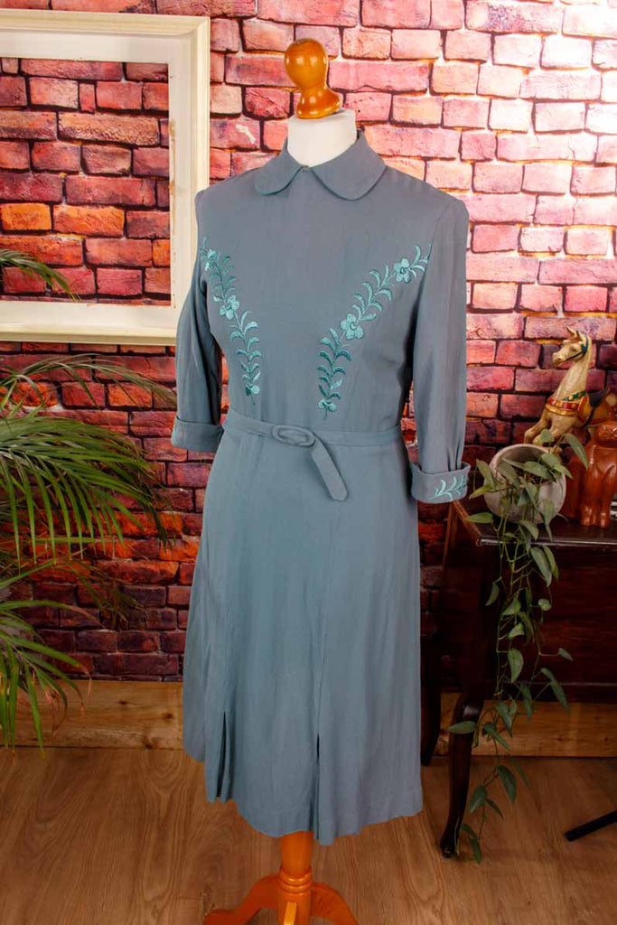50er Jahre Kleid taubenblau