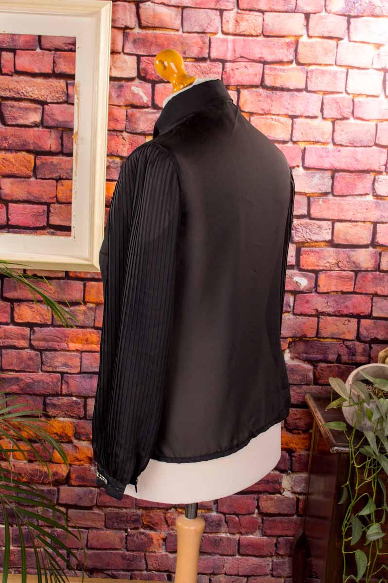 Vintage Bluse schwarz Plissee