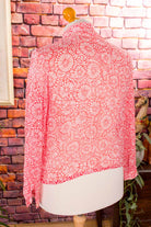 70s Chiffonbluse rot Muster