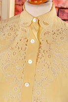Seidenbluse gelb Spitze