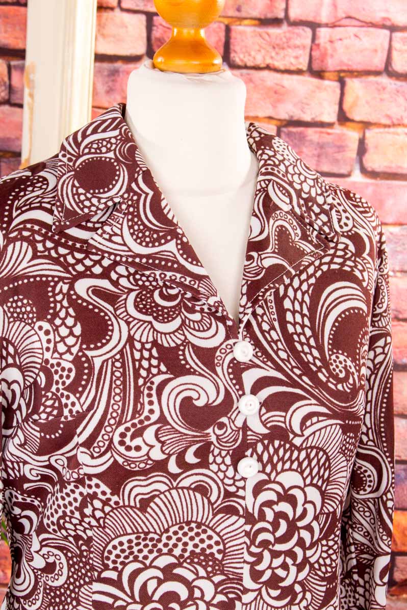 70s Schlagerkleid rotbraun Paisley