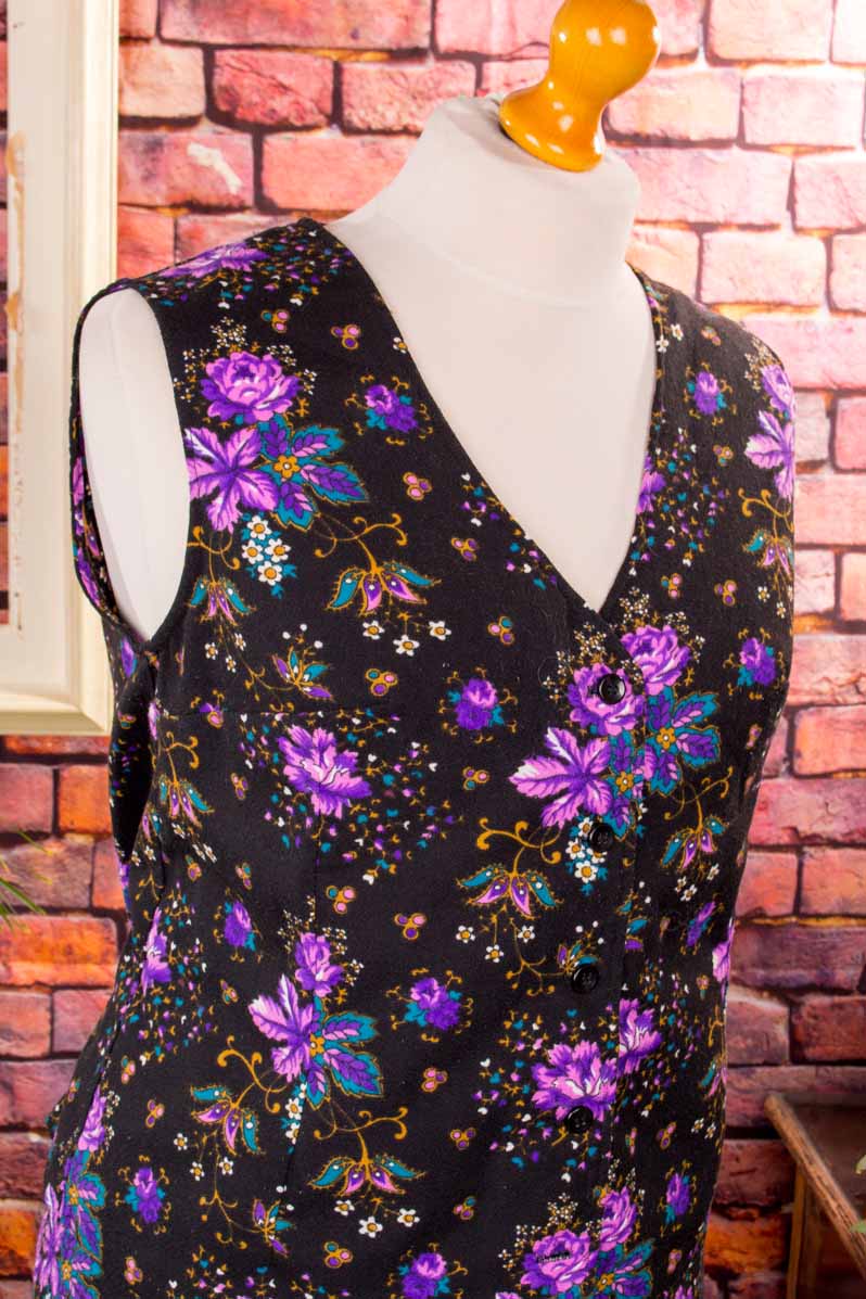 70s Kostüm Weste + Rock schwarz lila