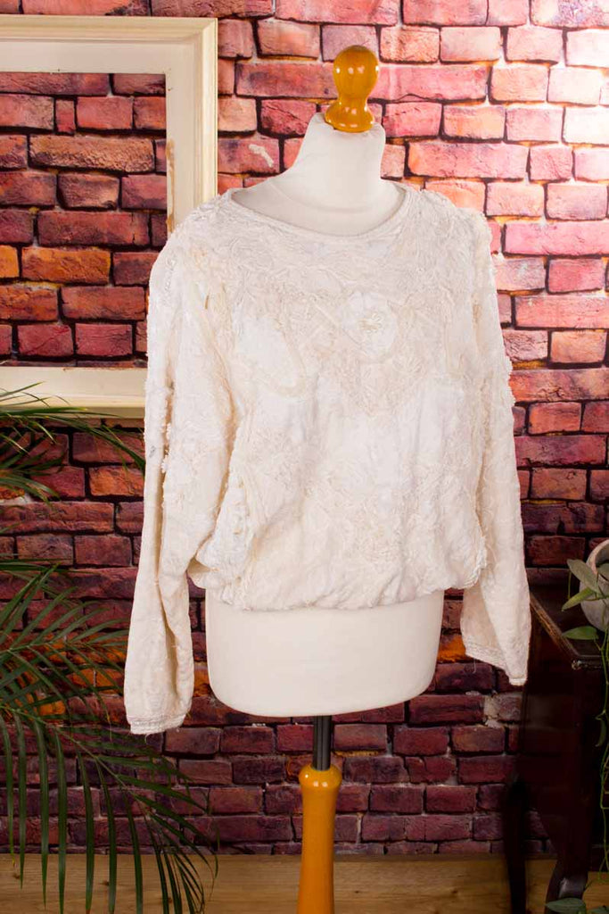 Boho Pulli weiß Patchwork