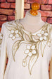 Boho Pullover creme Blättermuster