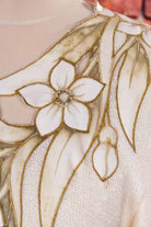 Boho Pullover creme Blättermuster