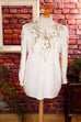 Boho Pullover creme Blättermuster
