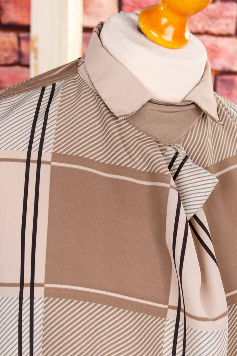 ausgefallene 80s Bluse braun kariert