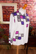90er Bluse weiß lila Quadrate