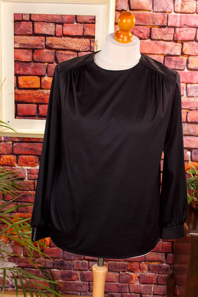 80er Top schwarz Pailletten