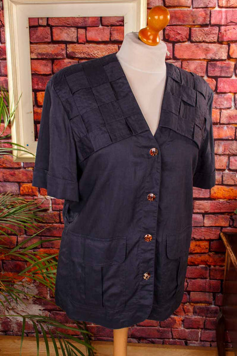 Leinen Bluse anthrazit