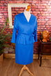 80er Jahre Wickelkleid blau