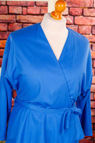80er Jahre Wickelkleid blau